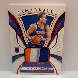 2019-20 Panini Remarkable Jerseys Ignas Brazdeikis 17/25 #RR-IGB (MISC10)